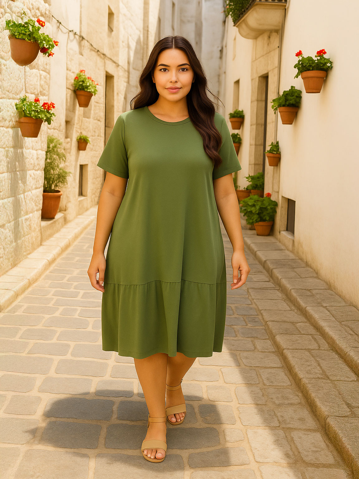 Plus size women's viscose dress – One size 46-52