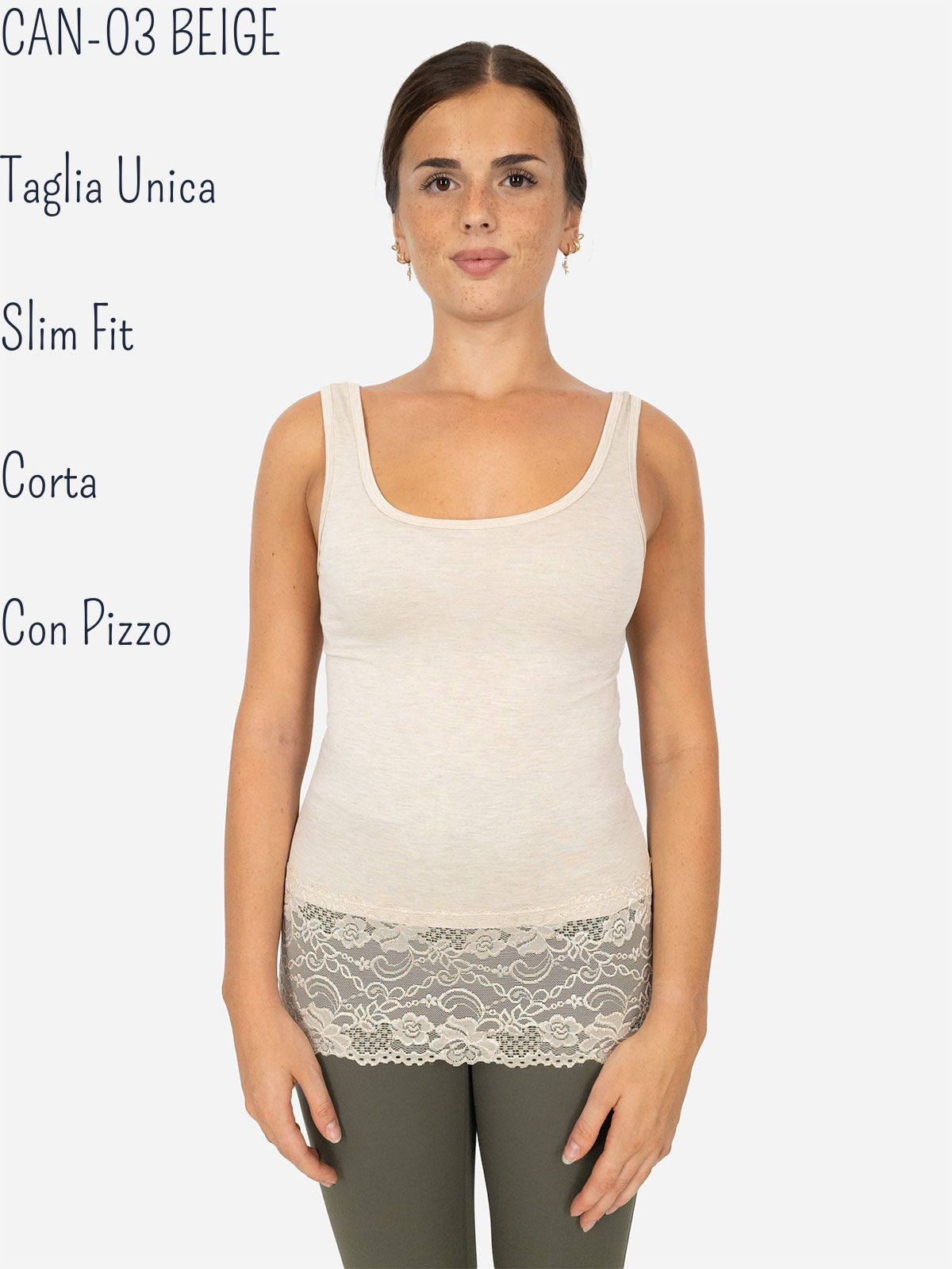 Canotta Donna Slim Fit con Pizzo in Fondo – Modello Corto Elasticizzato