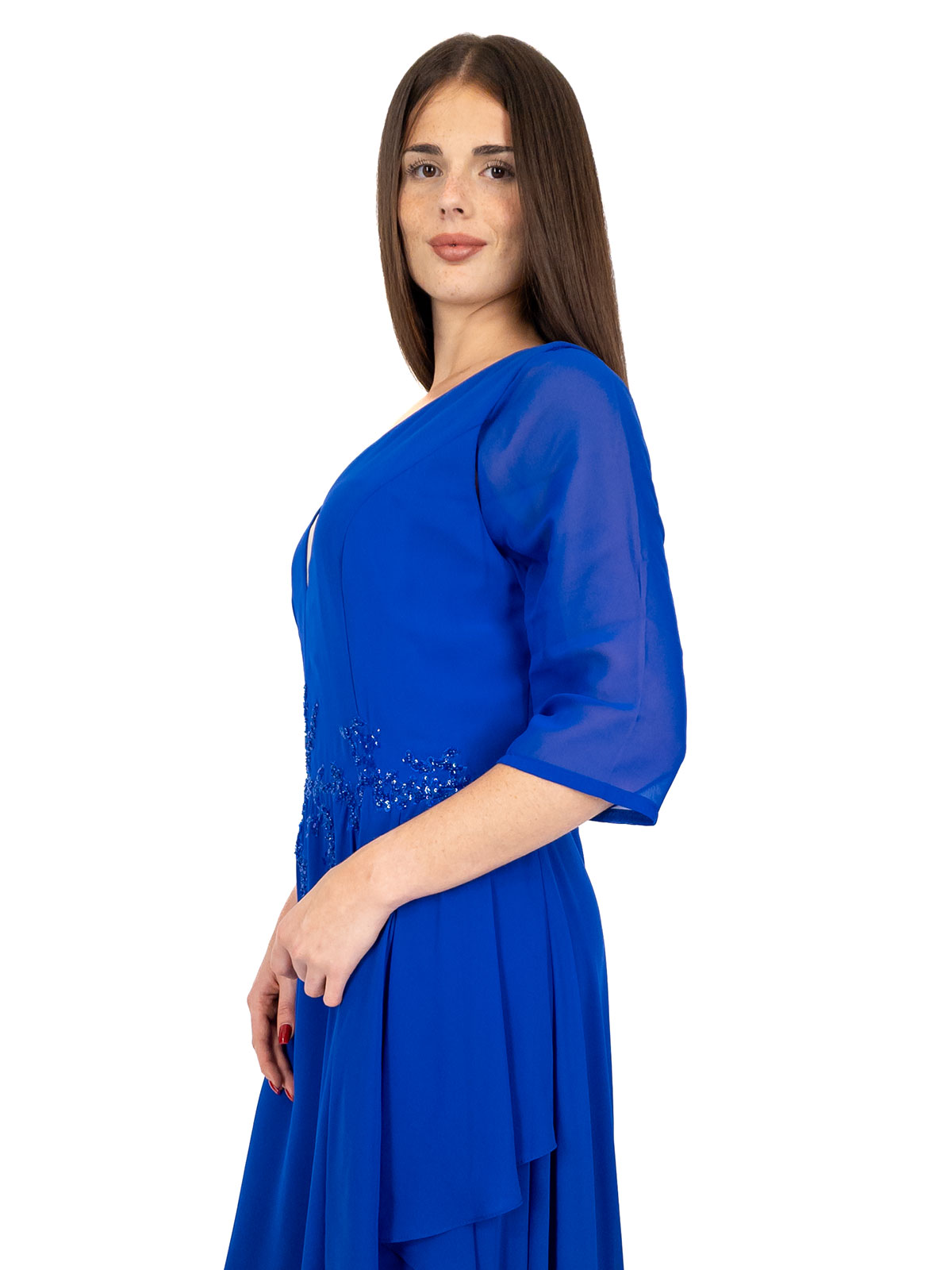 Abito Taglie Forti Abito Donna In Chiffon Taglie Forti - Vestito Casual Trapezio Con Maniche A Volant Abito Casual Donna Grandi Dimensioni
