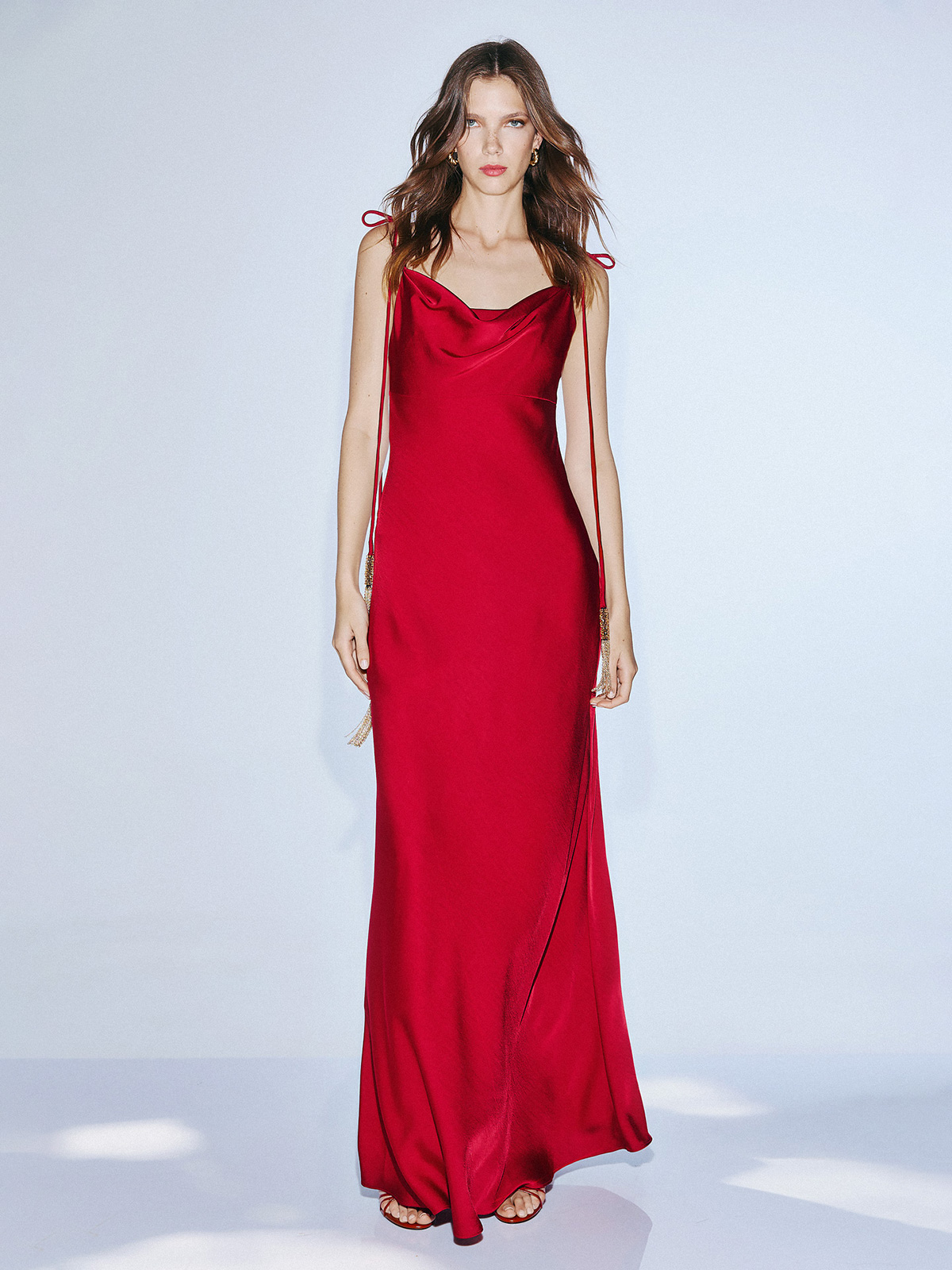 Elegant Long Ceremony Dress with Jeweled Straps