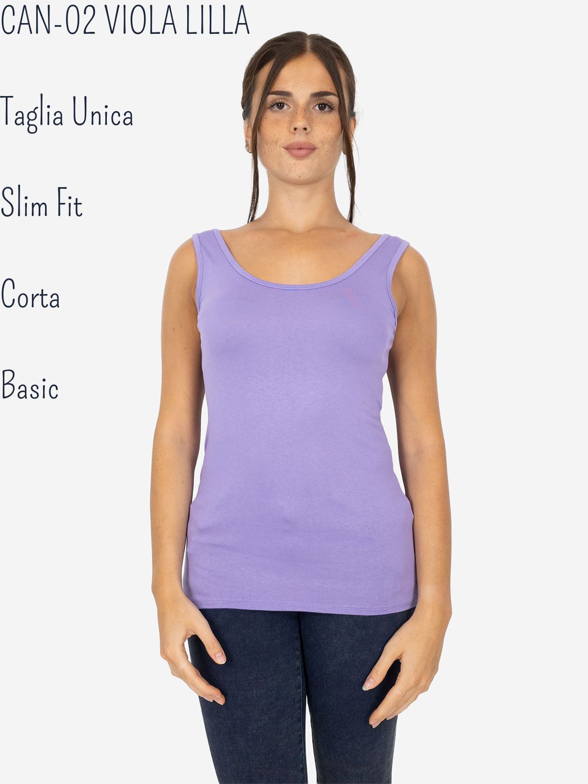 Slim Fit Women’s Tank Top with Wide Straps in Stretch Viscose