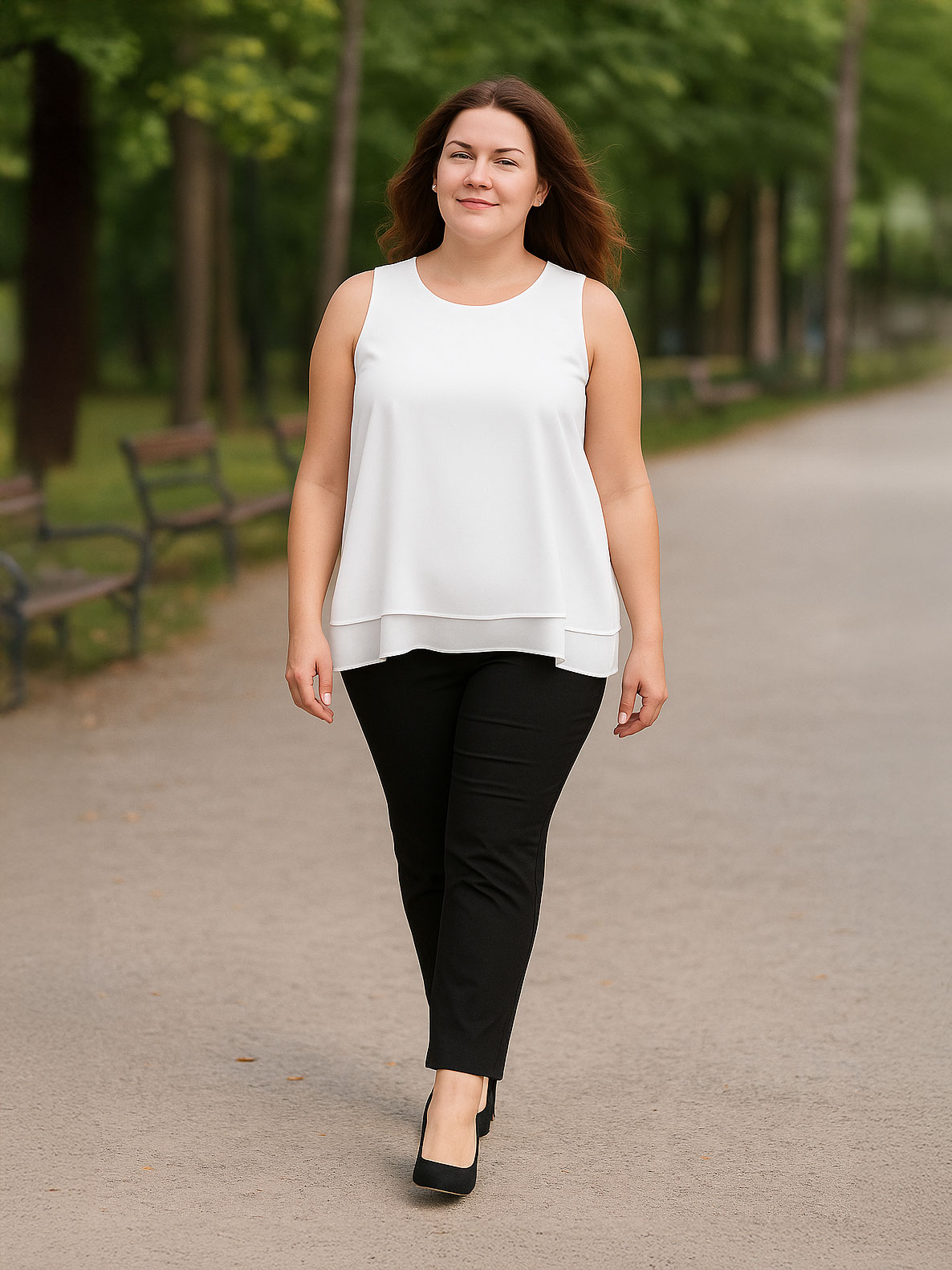 Blusa curvy smanicata in georgette – Taglie 48-52