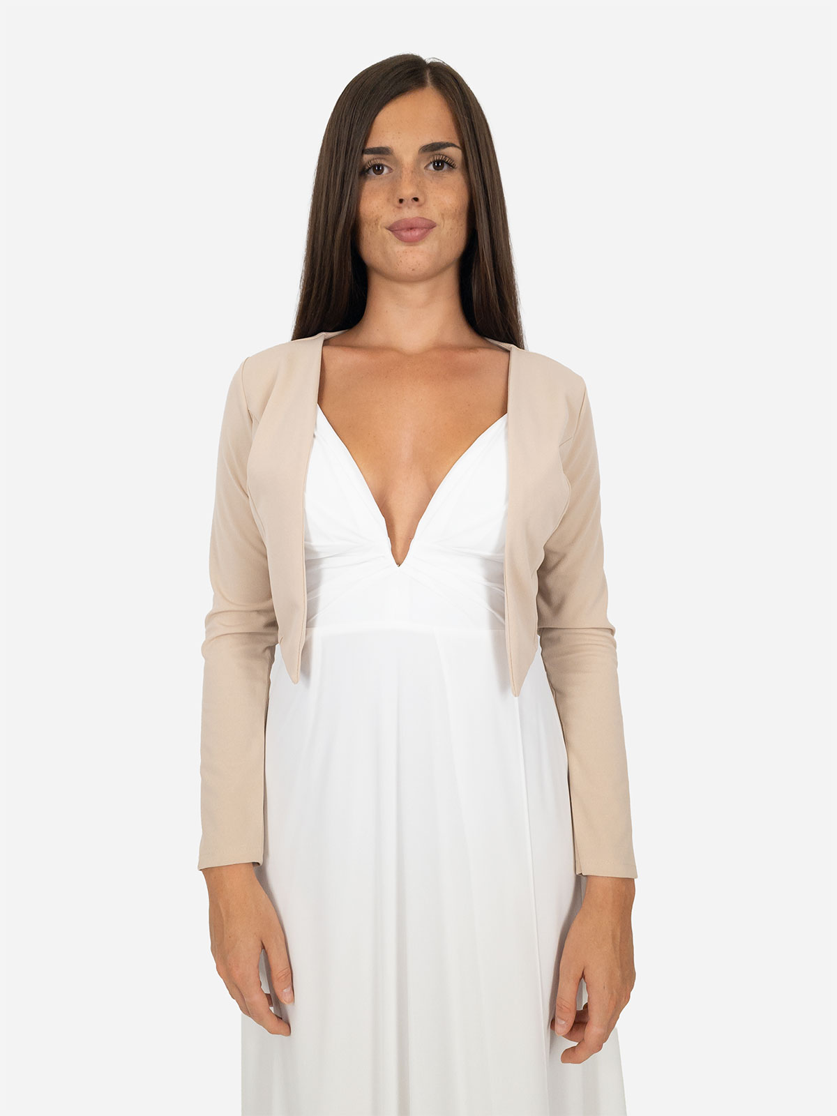 Elegant short crepe bolero with long sleeves
