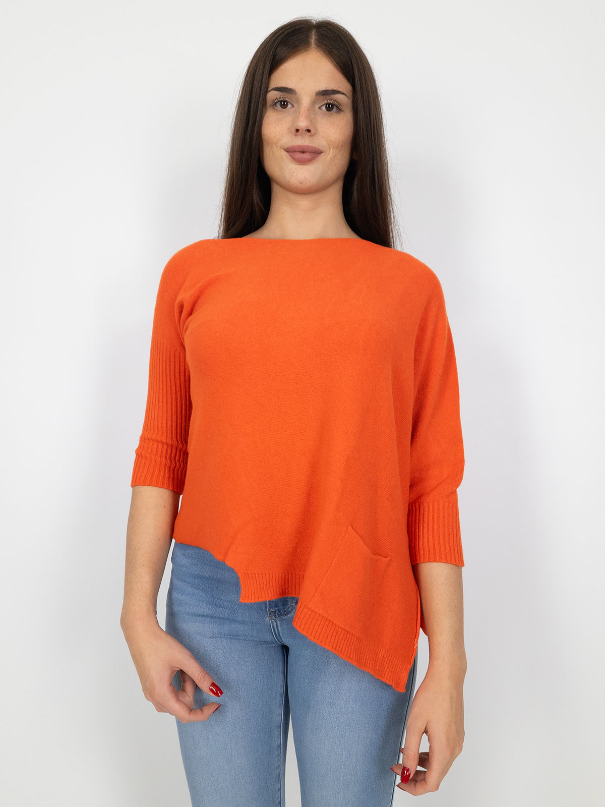 BLUE JOINT Maglia Donna Girocollo Asimmetrica Maniche 3/4 Blue Joint