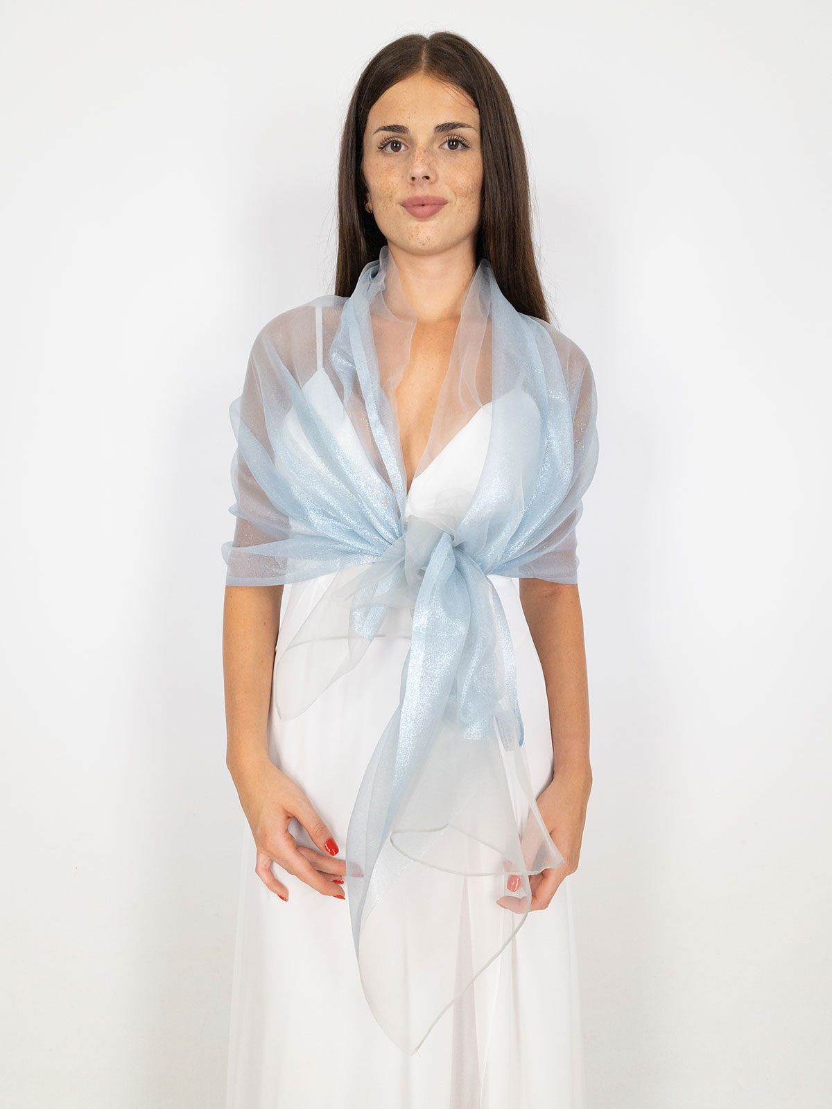 STRABELLO CERIMONIA Stola Cerimonia Elegante Donna Glitterata Doppio Velo