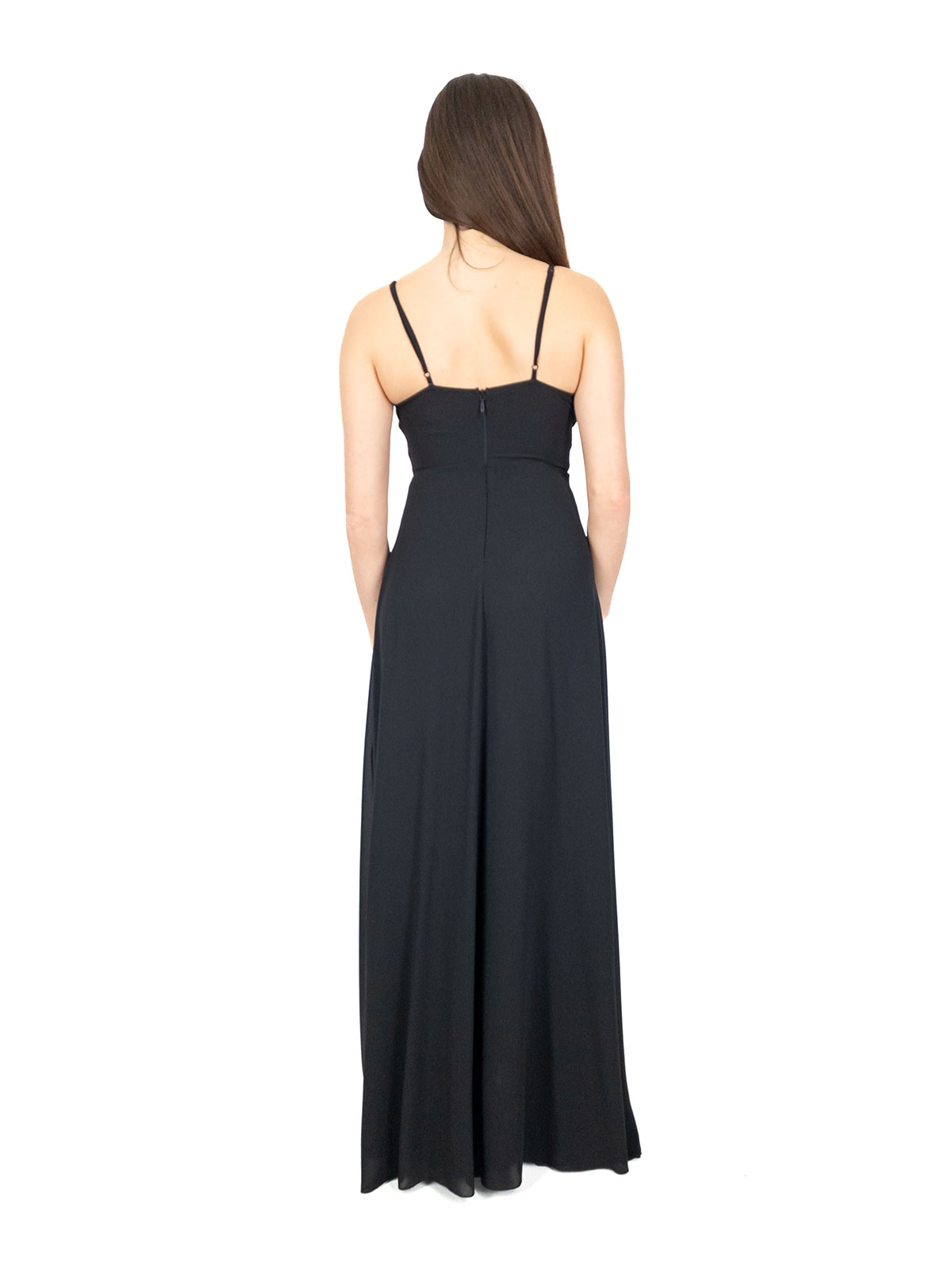 Maxi Abito Donna Slim E Sexy Spacco Lungo Scollo A V Spalle