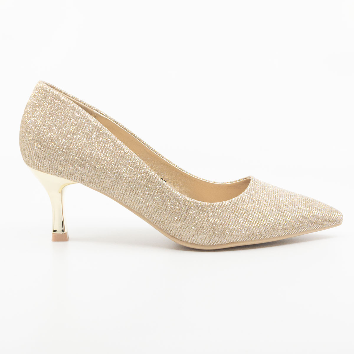 Scarpe Décolleté Glitter Oro con Tacco a Clessidra