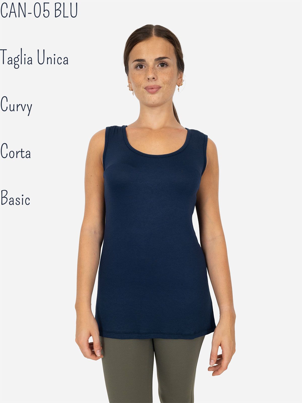 Canotta Donna Curvy Oversize a Spalla Larga in Viscosa Elasticizzata