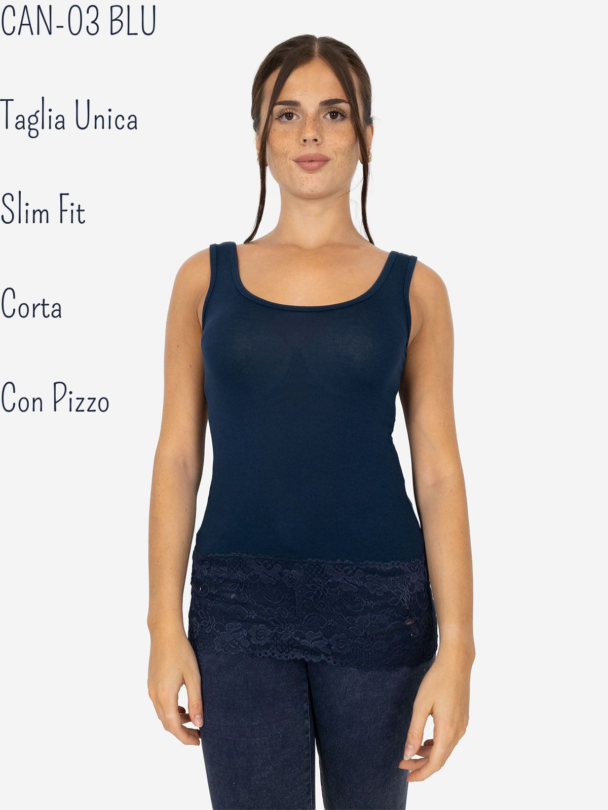 Canotta Donna Slim Fit con Pizzo in Fondo – Modello Corto Elasticizzato