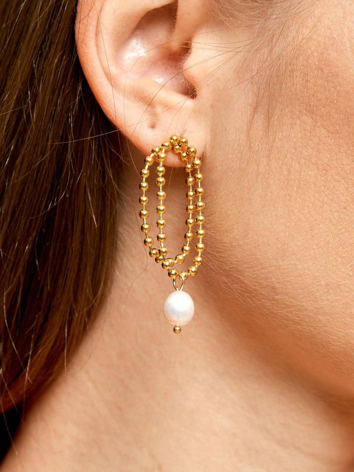 Strabello Bijoux Orecchini Pendenti Placcati Oro con Perla Sintetica 87957-0