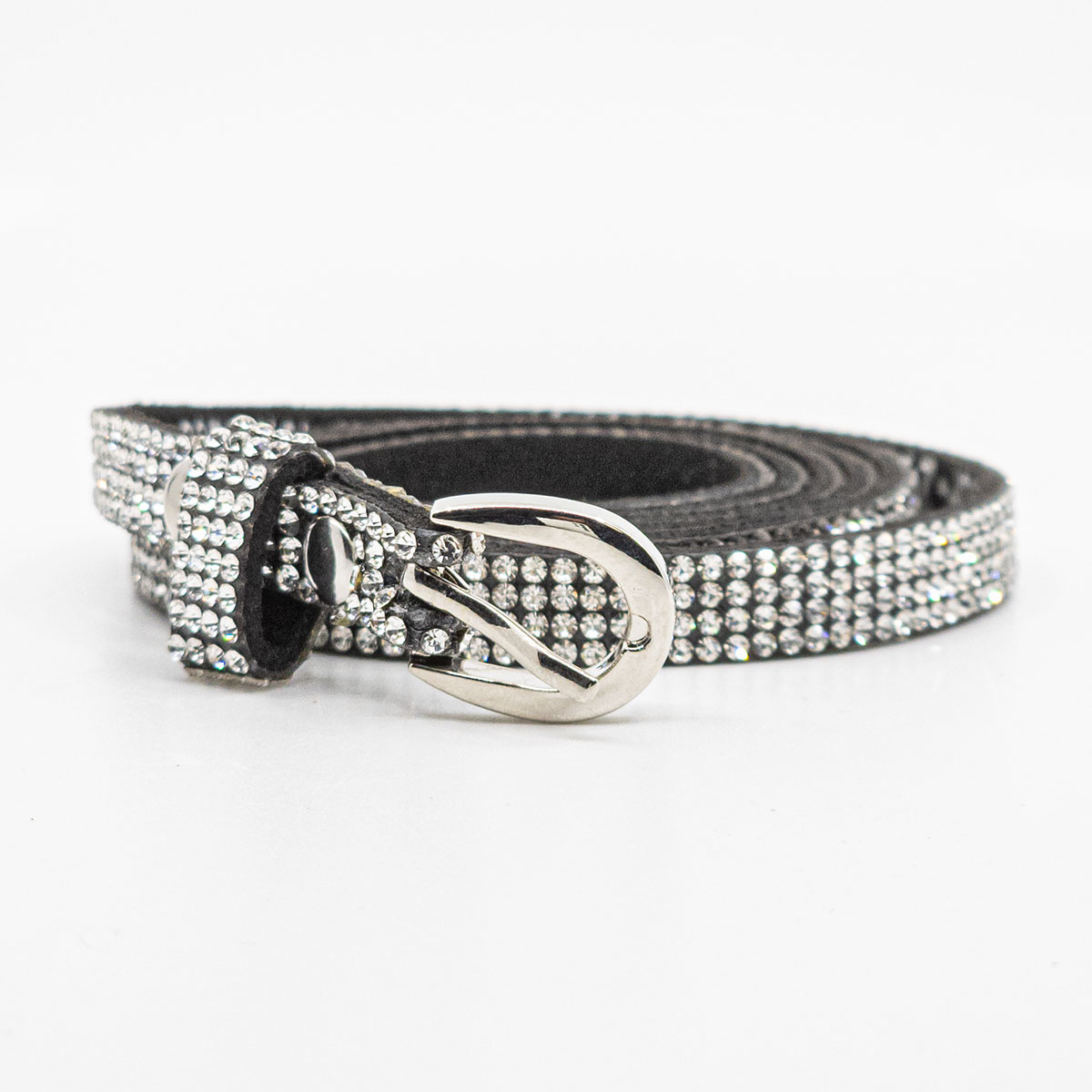 Cintura con Strass Accessorio Argento Donna 4 File di Strass