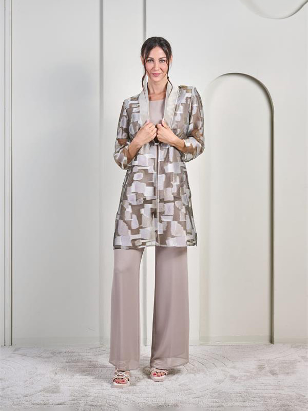 Completo Pantalone Cerimonia Tre Pezzi con Spolverino Organza 74-50-OLIMPO-459-FIL-COUPE