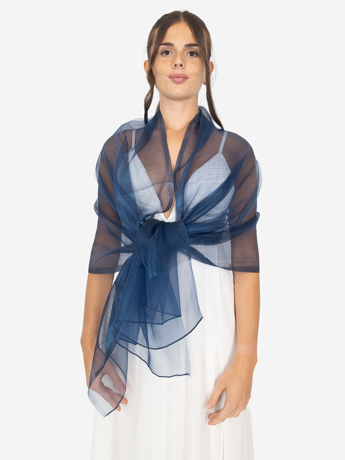 STRABELLO CERIMONIA Stola Cerimonia Elegante Donna Glitterata Doppio Velo