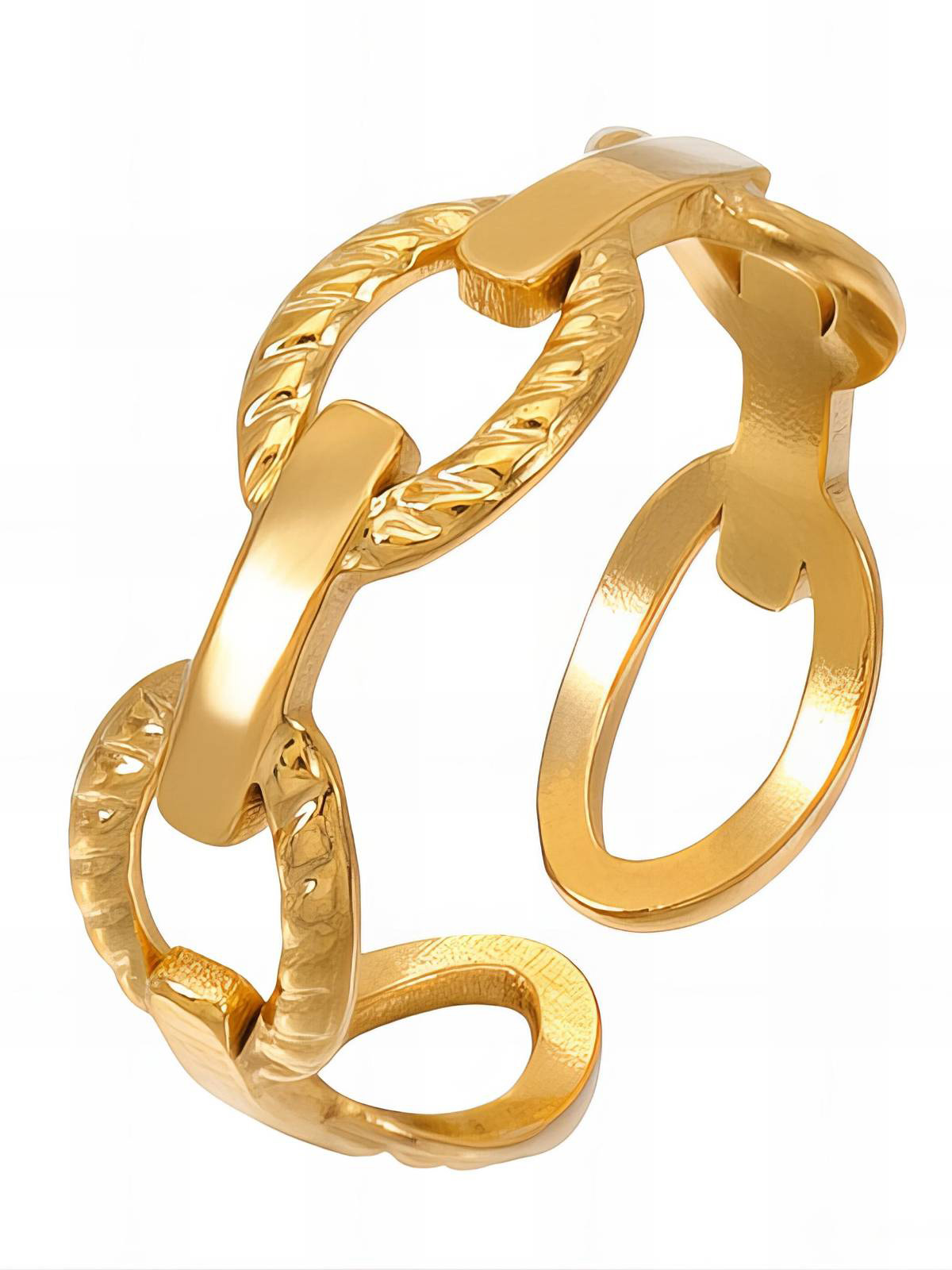Adjustable gold chain ring in stainless steel