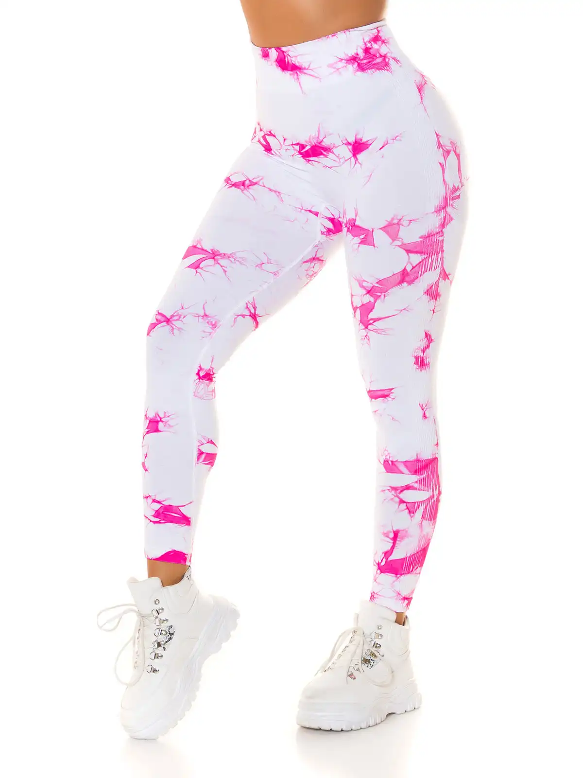 Leggings Sexy in Batik a Vita Alta con Cucitura Arricciata