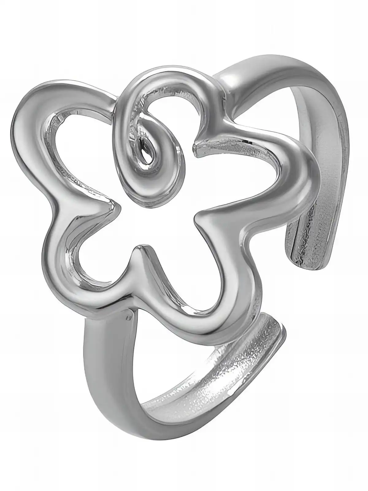 Anello Regolabile in Acciaio Inossidabile a Forma di Fiore