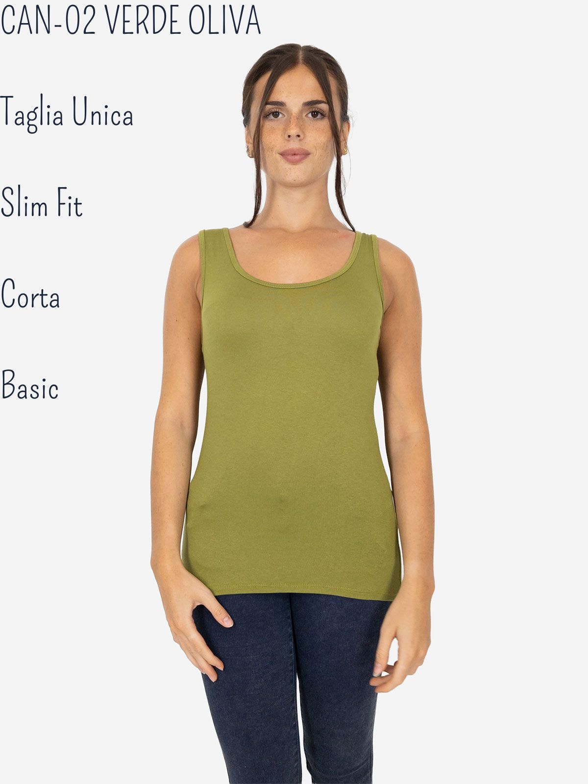 Slim Fit Women’s Tank Top with Wide Straps in Stretch Viscose