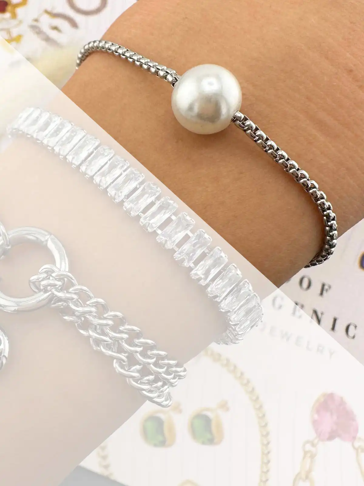 Bracciale da Donna in Acciaio Inossidabile e Zirconi Stile