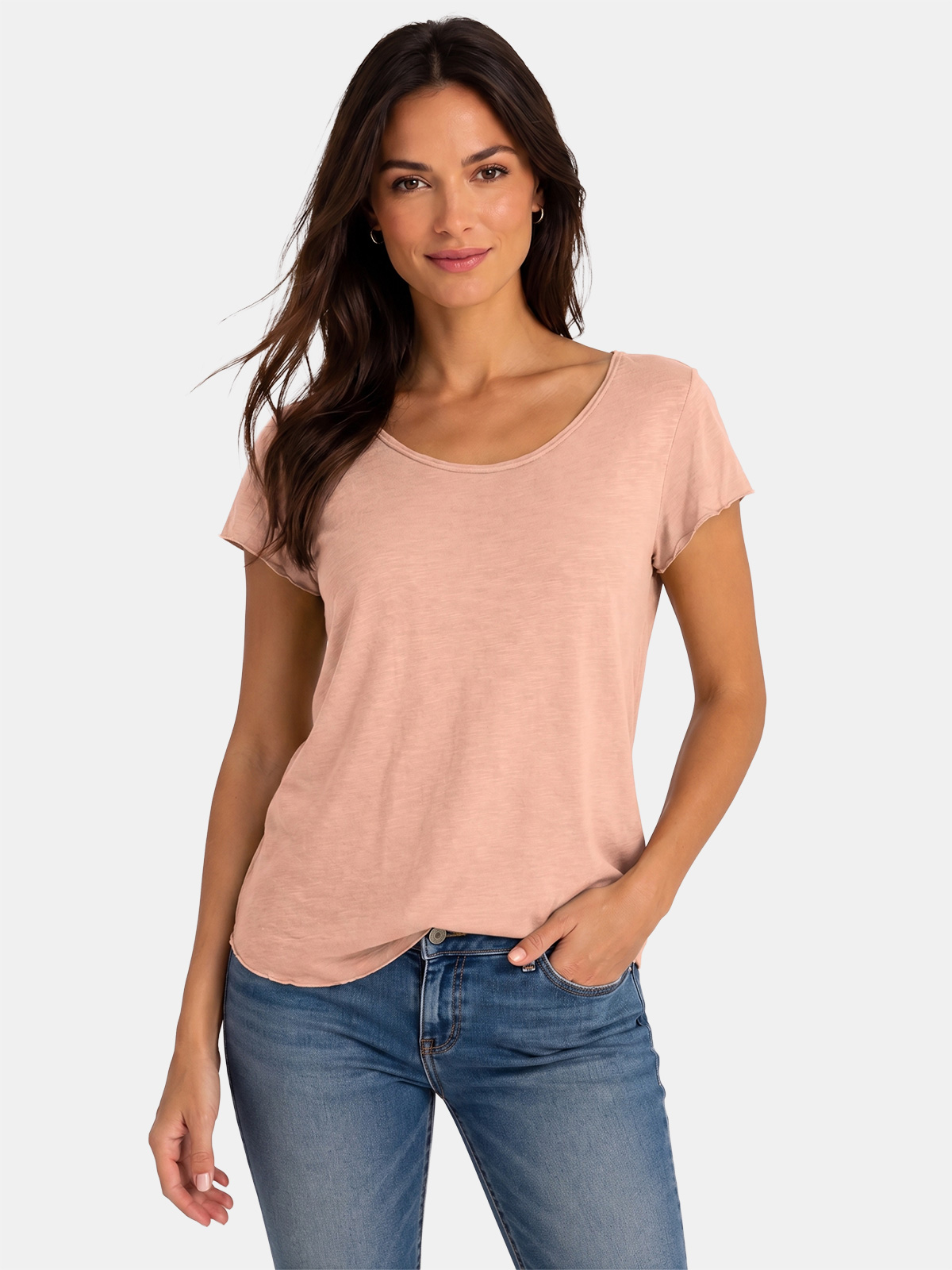 T-shirt Basica Donna in Cotone a Taglio Vivo