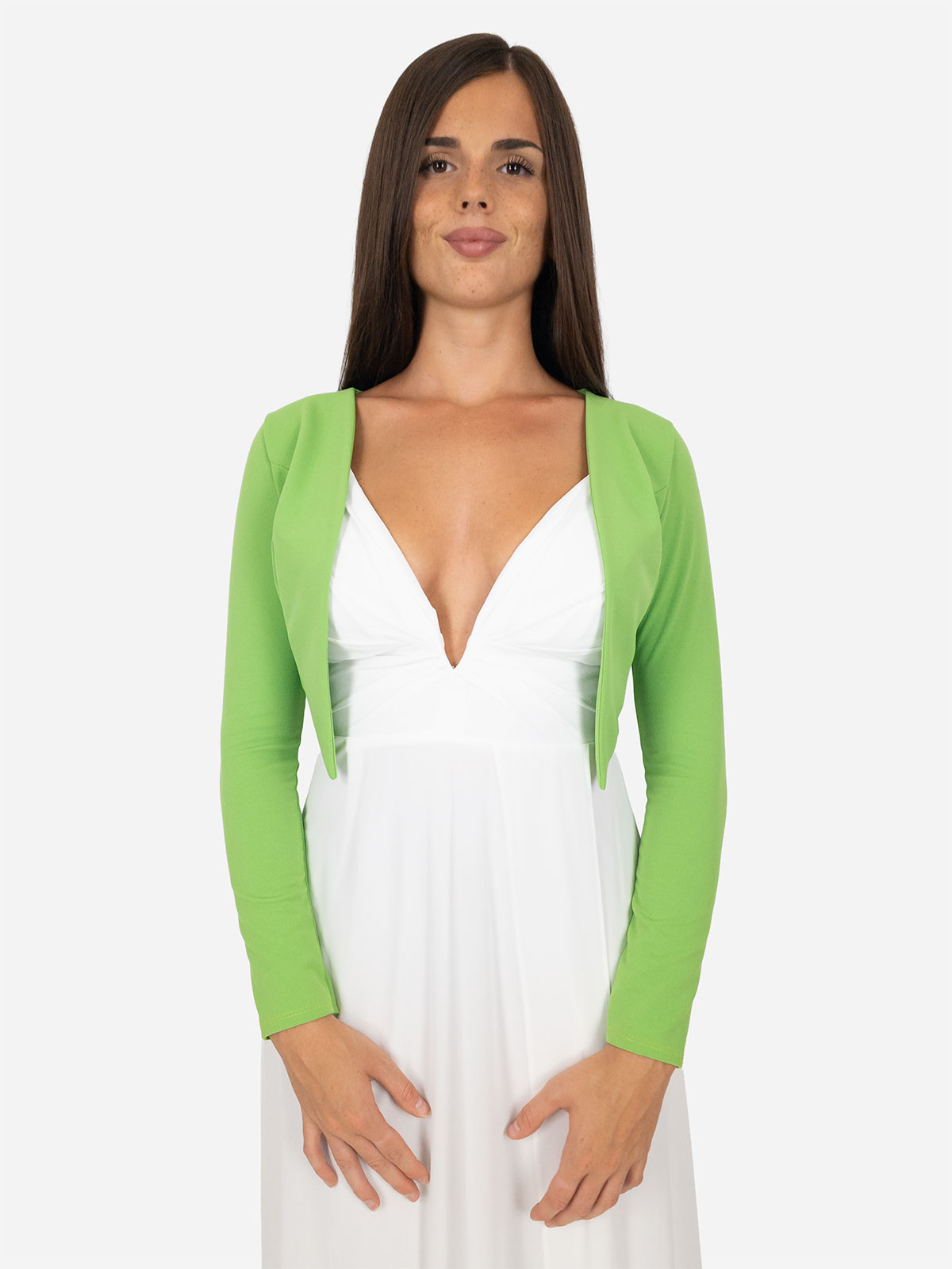 Elegant short crepe bolero with long sleeves