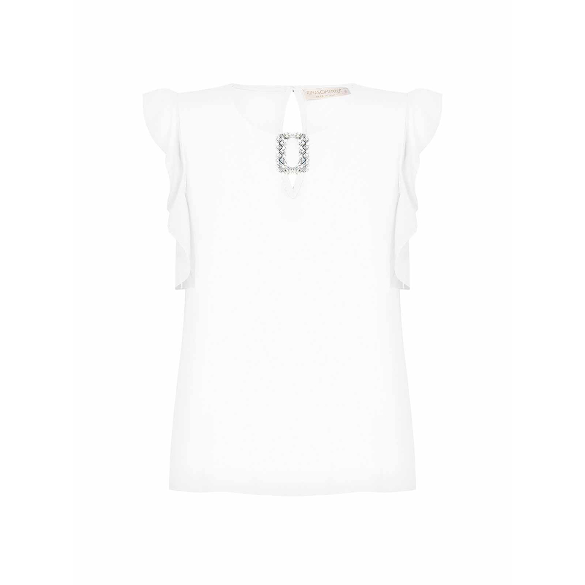 RINASCIMENTO Blusa Donna Elegante in Chiffon con Giromanica con Volant