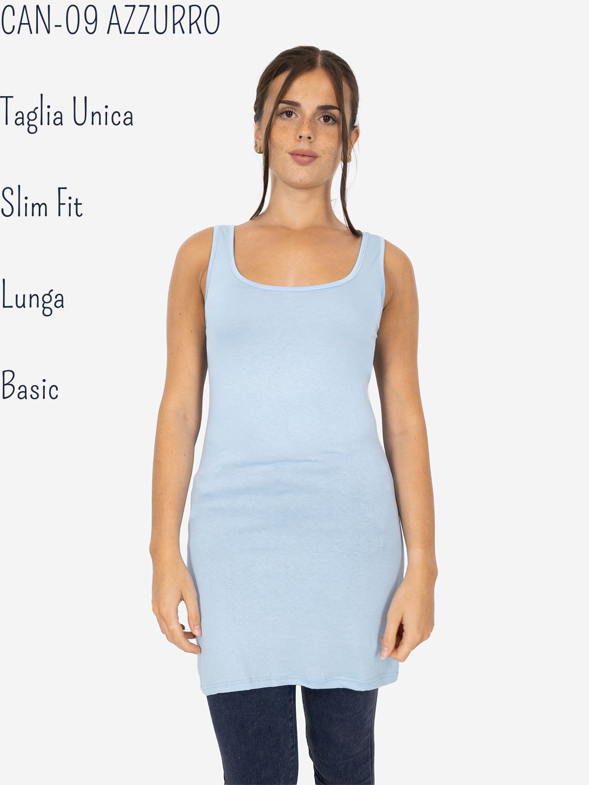 Women's Long Slim Fit Tank Top – Basic Stretch Viscose Model