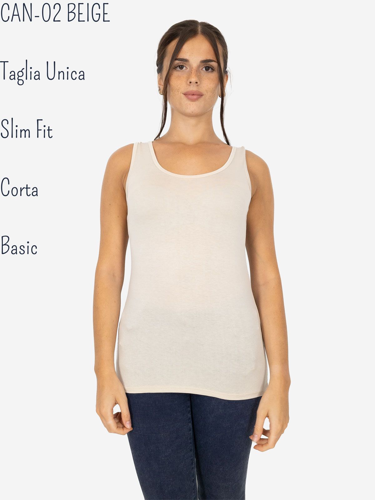 Slim Fit Women’s Tank Top with Wide Straps in Stretch Viscose