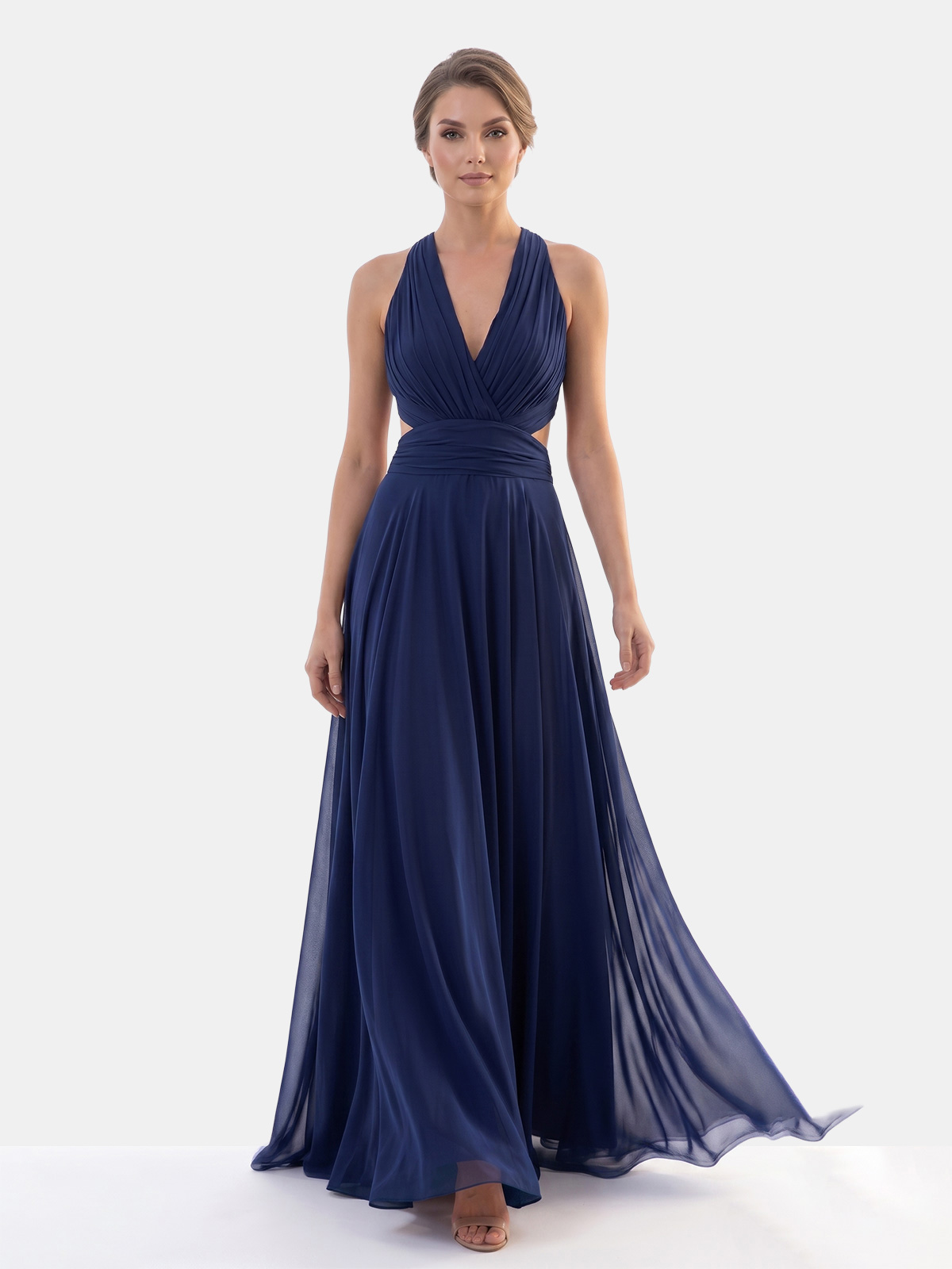Long Chiffon Formal Dress with Halter Neck 7007-6F