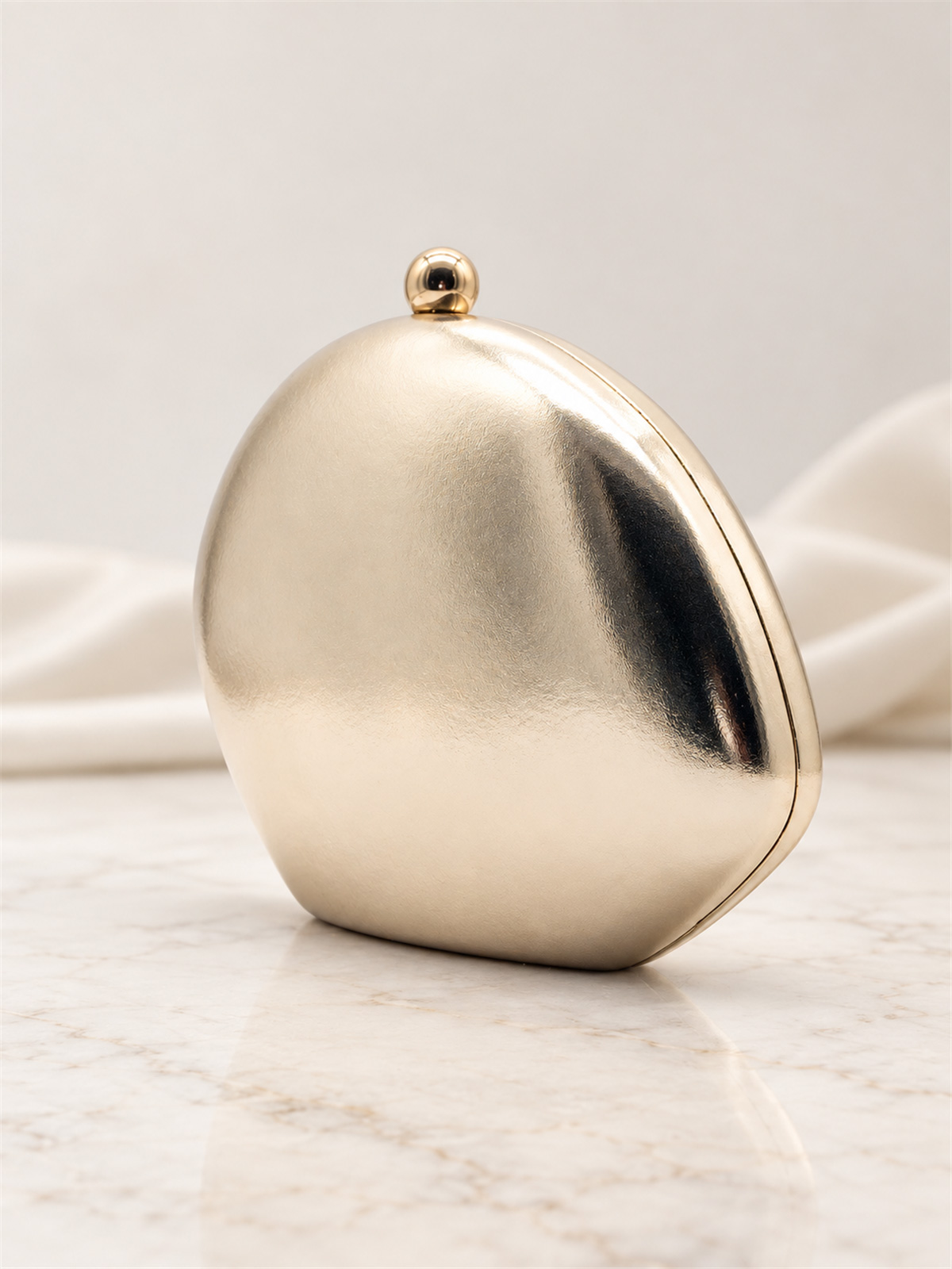 Shiny Gold Evening Clutch Bag with Double Chain