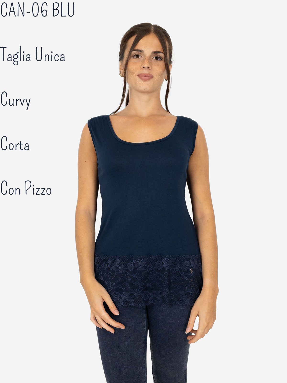 Canotta Donna Oversize con Bordo in Pizzo