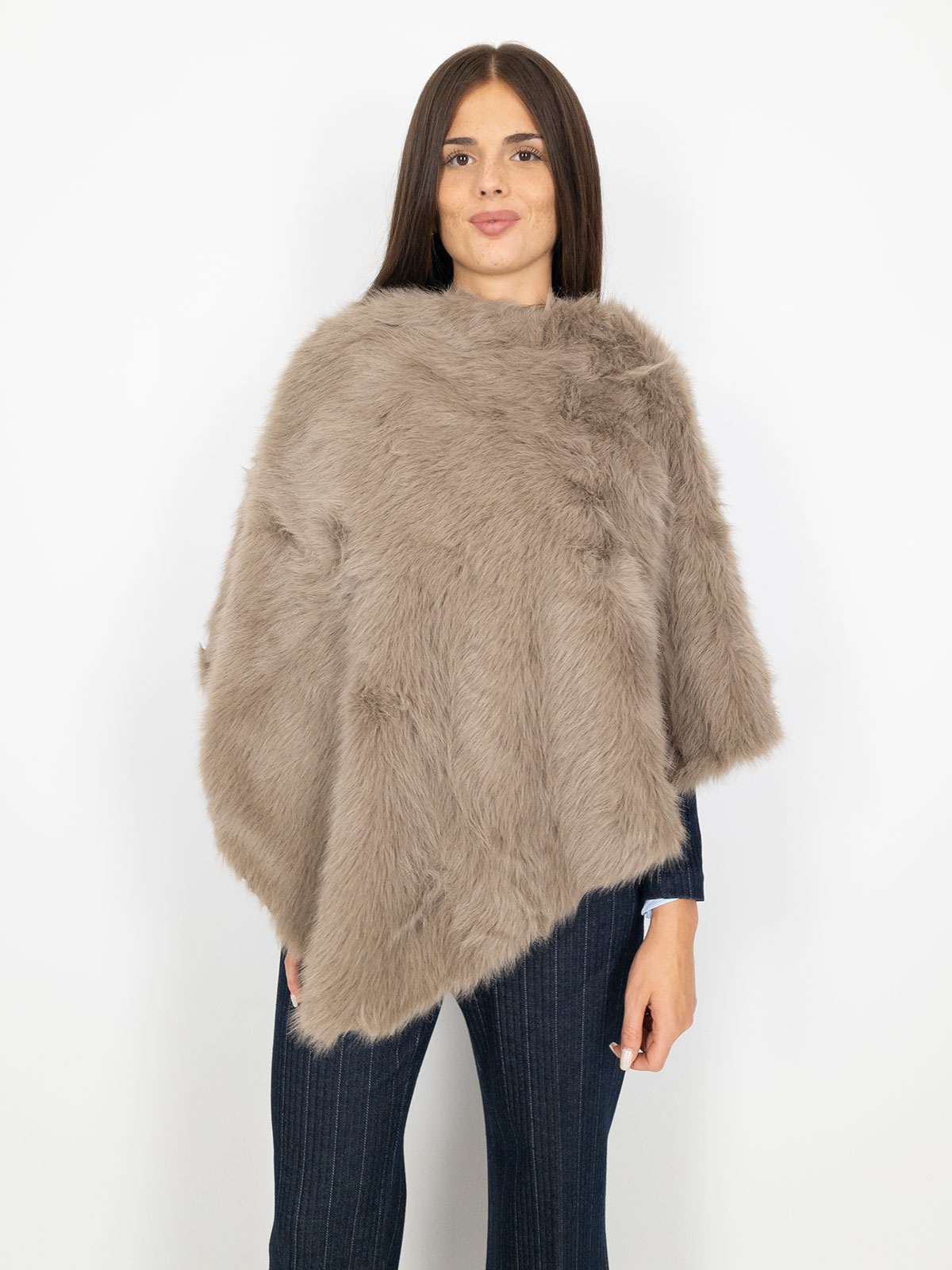Elegant faux fur poncho
