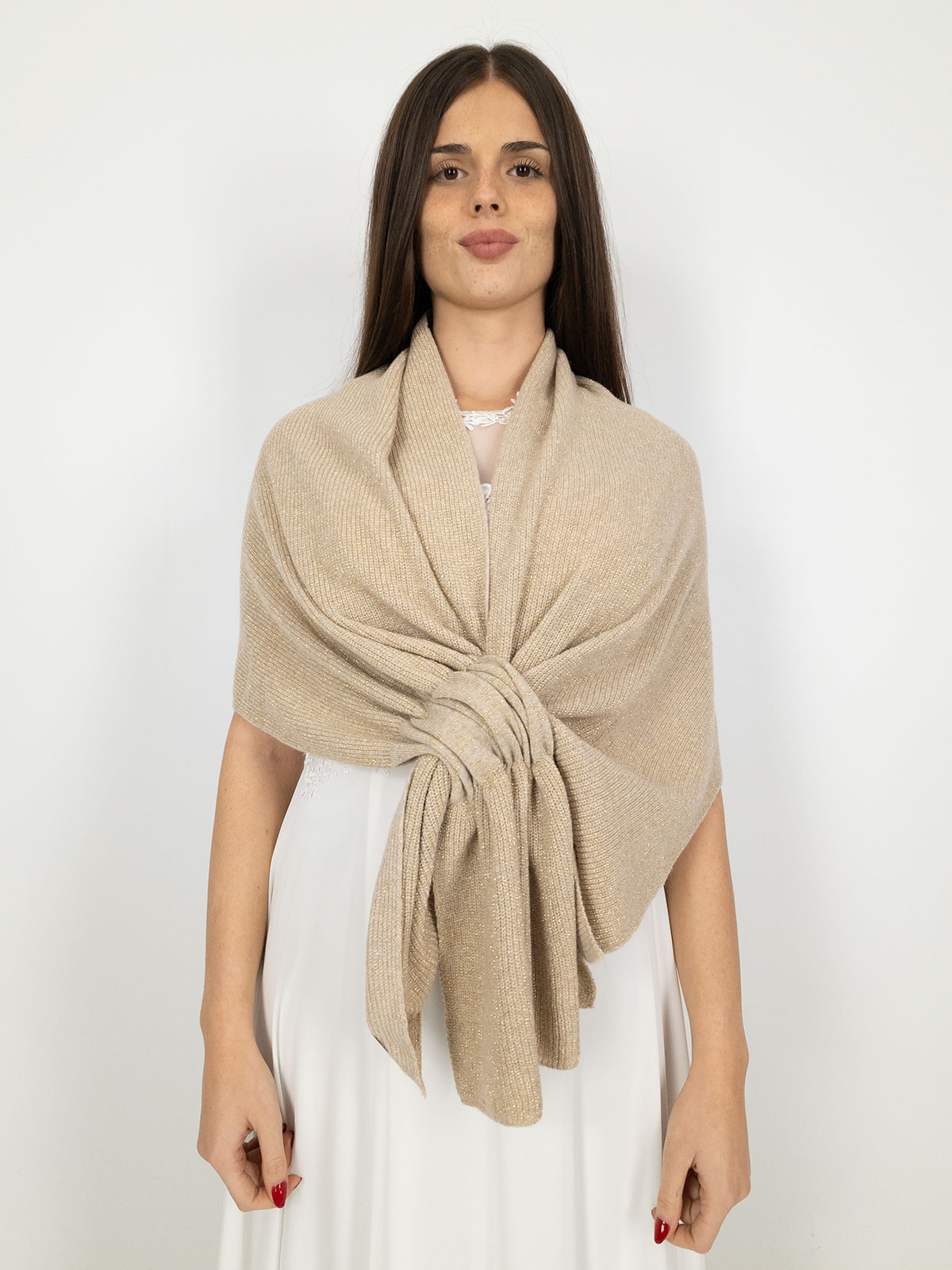 STRABELLO CERIMONIA Coprispalle Elegante Donna in Maglia Lurex con Anello A99095-1000