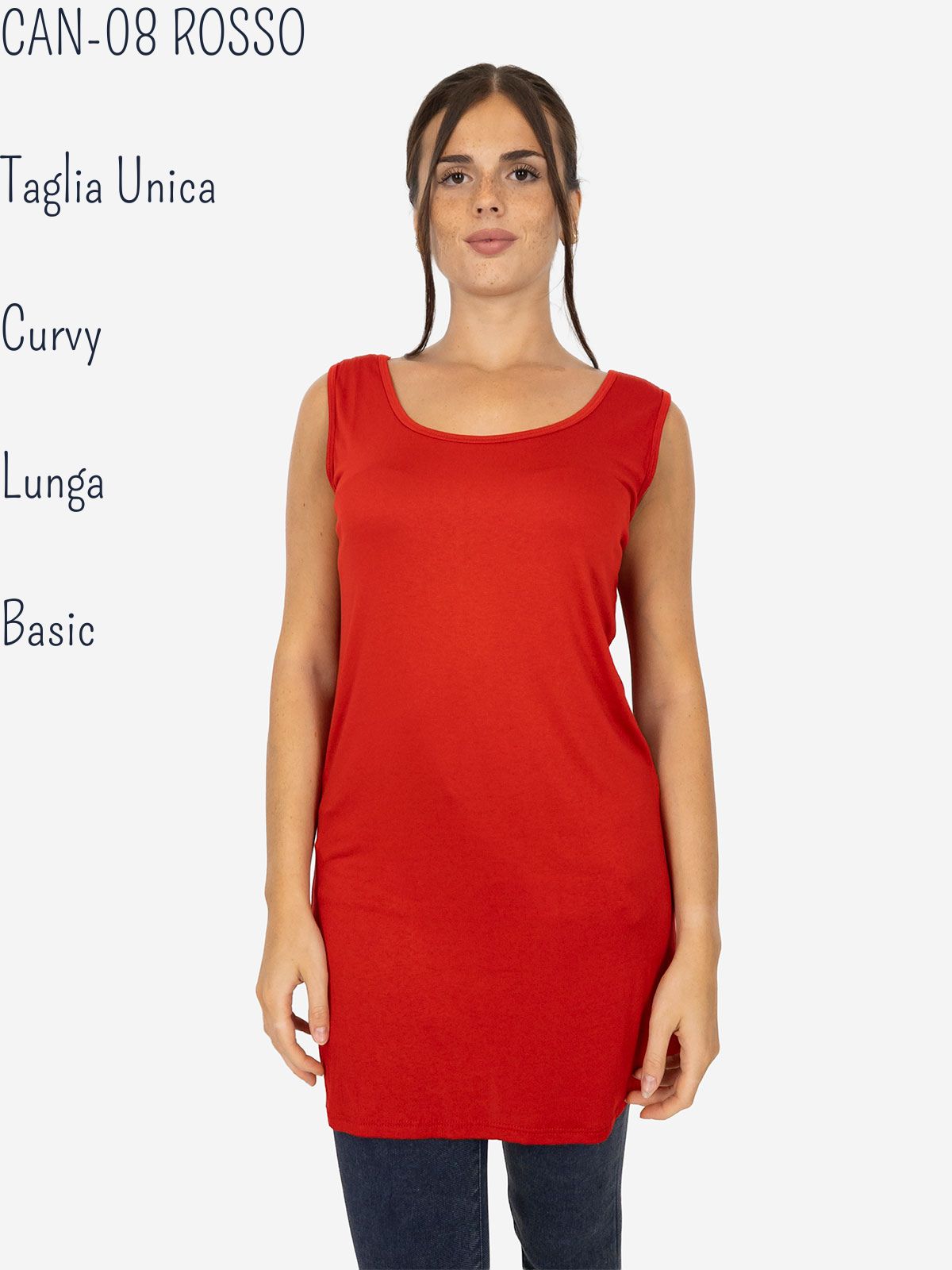 Women's long curvy basic tank top in stretch viscose – One size