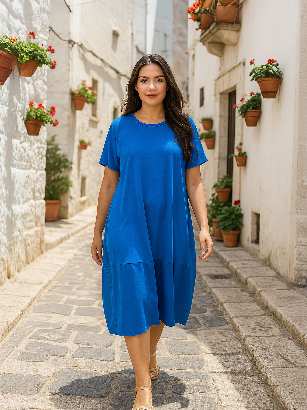 Plus size women's viscose dress – One size 46-52