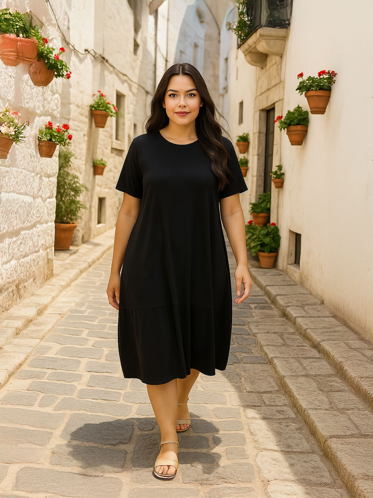Plus size women's viscose dress – One size 46-52