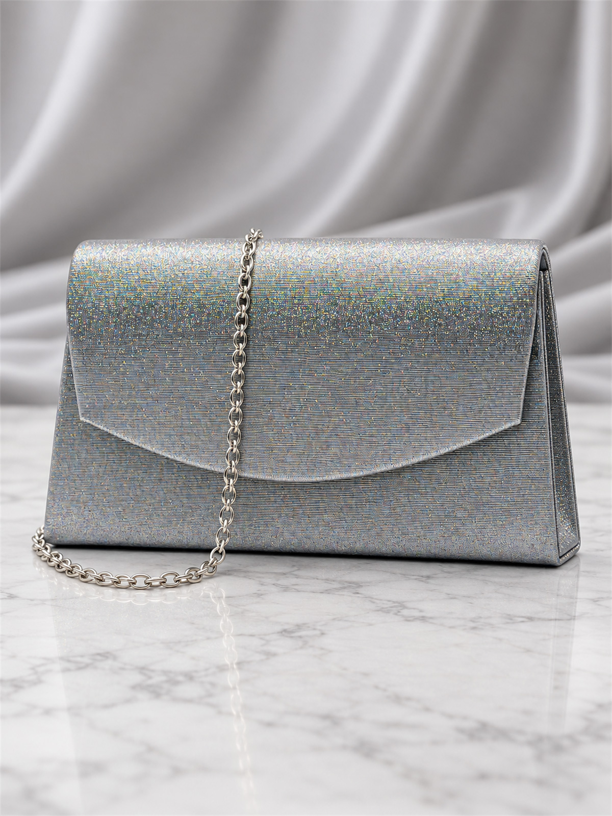 Grey Glitter Evening Clutch Bag HL3569-GRIGIO