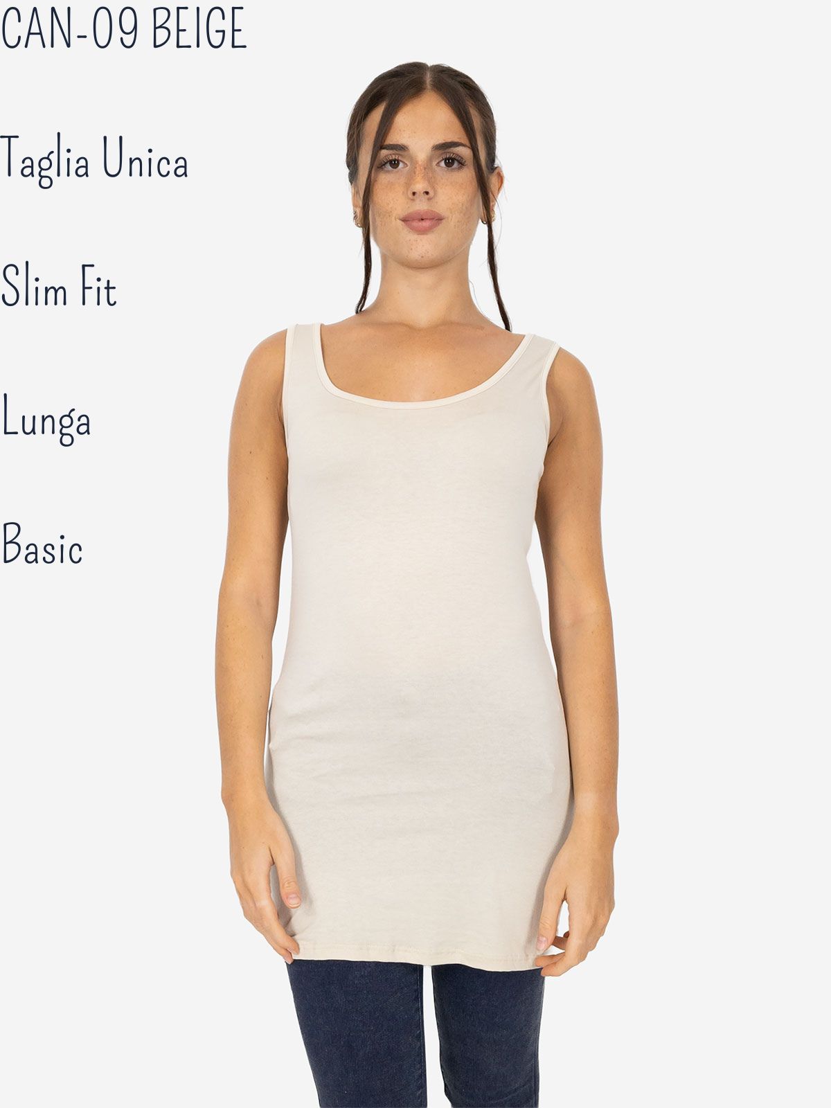 Women's Long Slim Fit Tank Top – Basic Stretch Viscose Model