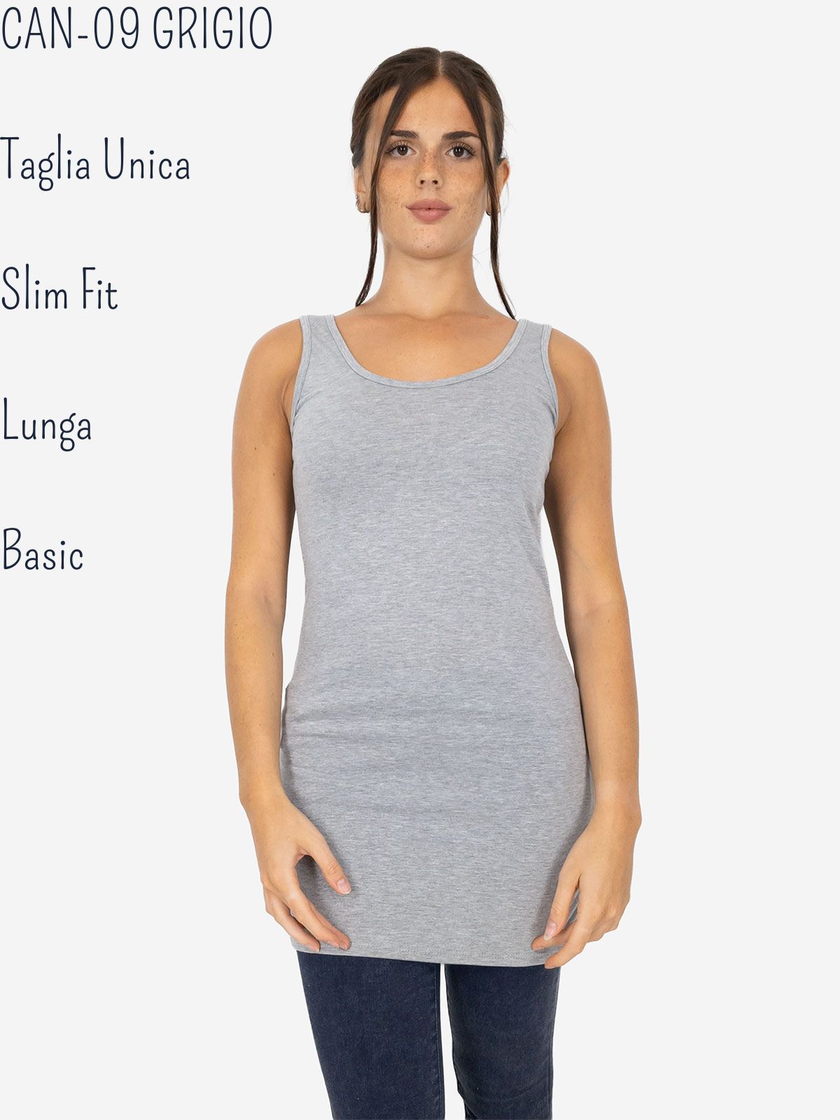 Women's Long Slim Fit Tank Top – Basic Stretch Viscose Model