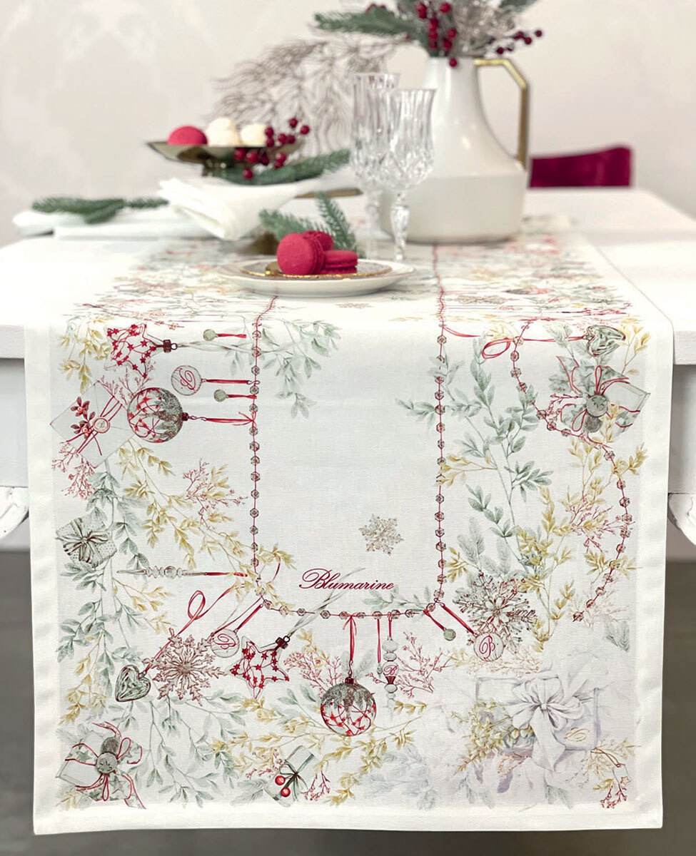 BLUMARINE  TOVAGLIA BIANCHERIA TAVOLA - BIANCO NATALE RUNNER