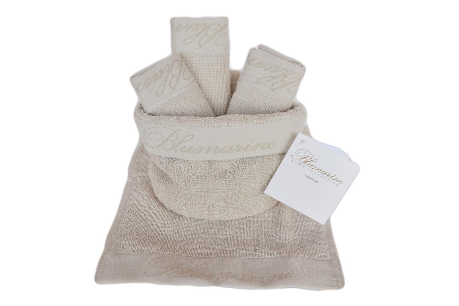 Blumarine Cestino in spugna con 4 lavette SPA Tortora 30x30cm