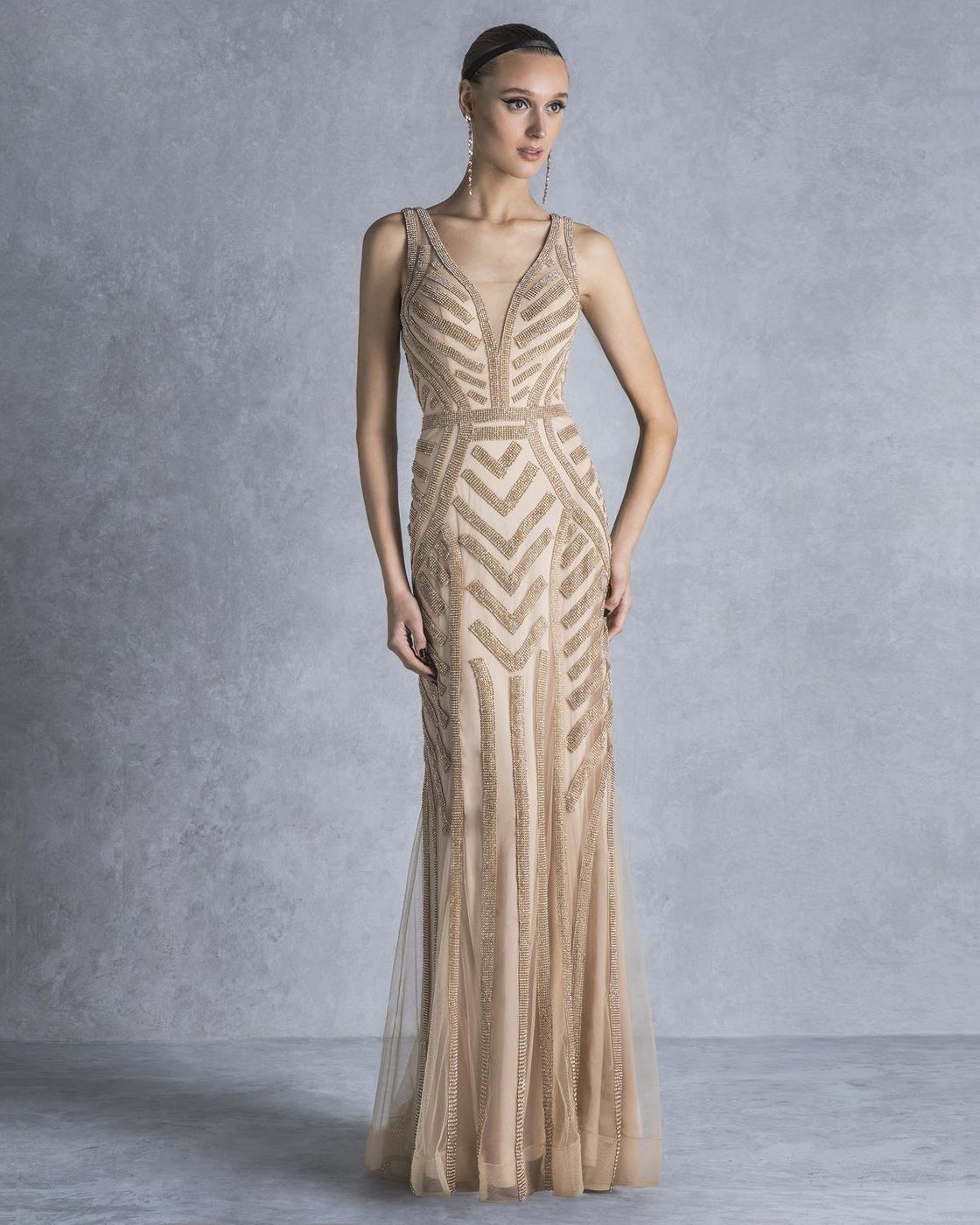 Miakel abito lungo gold 32193