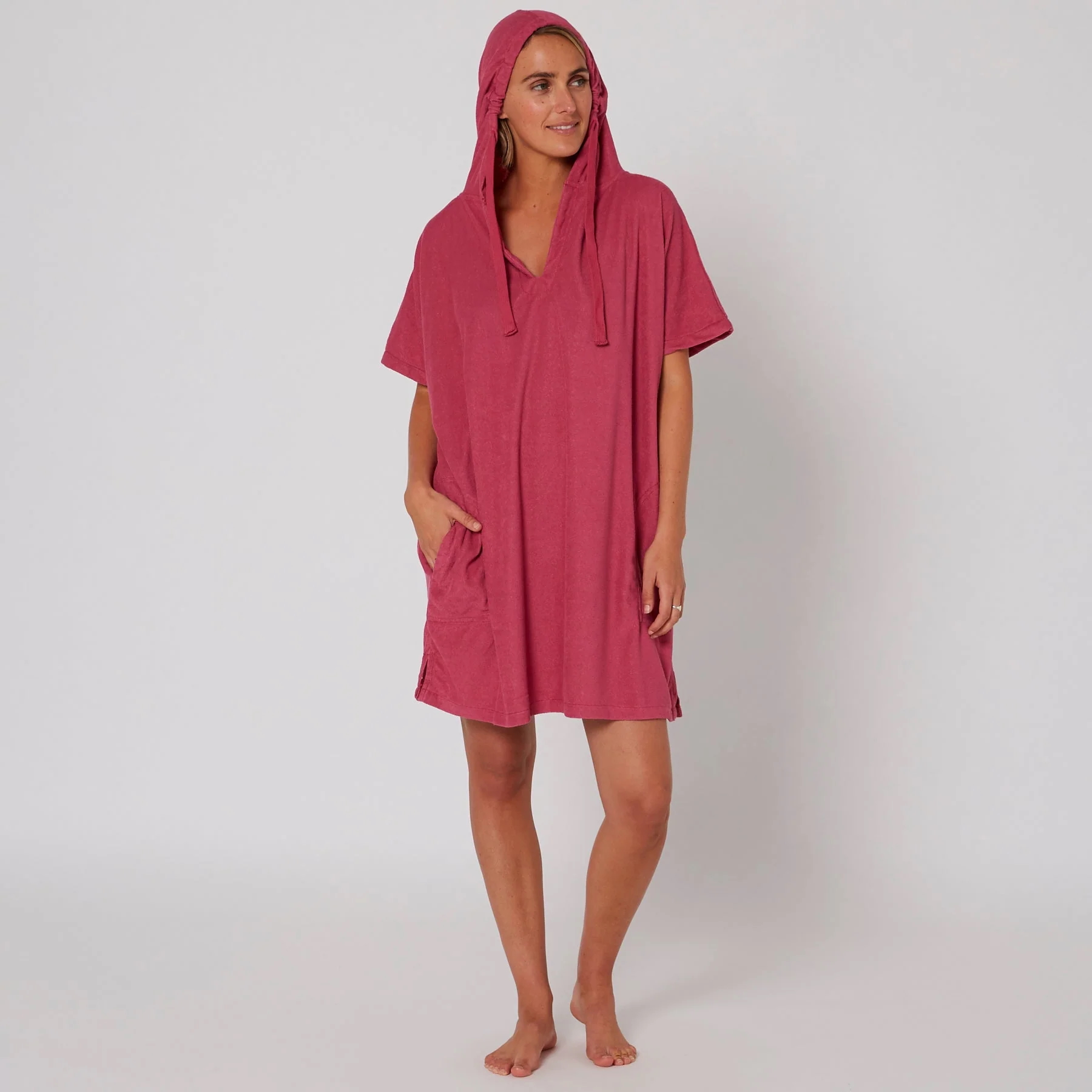 OCEAN&EARTH Ladies V Neck Hooded Poncho