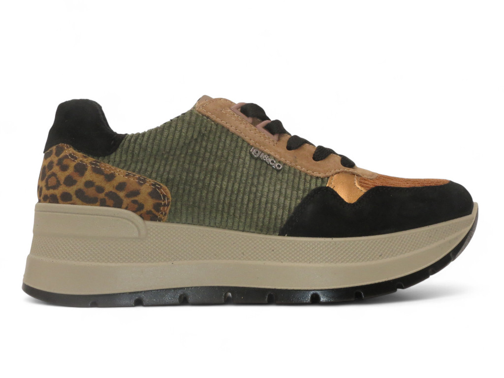 IGI & CO SCARPA SPORTIVA CON ZEPPA 50 MM IN VELLUTO A COSTE