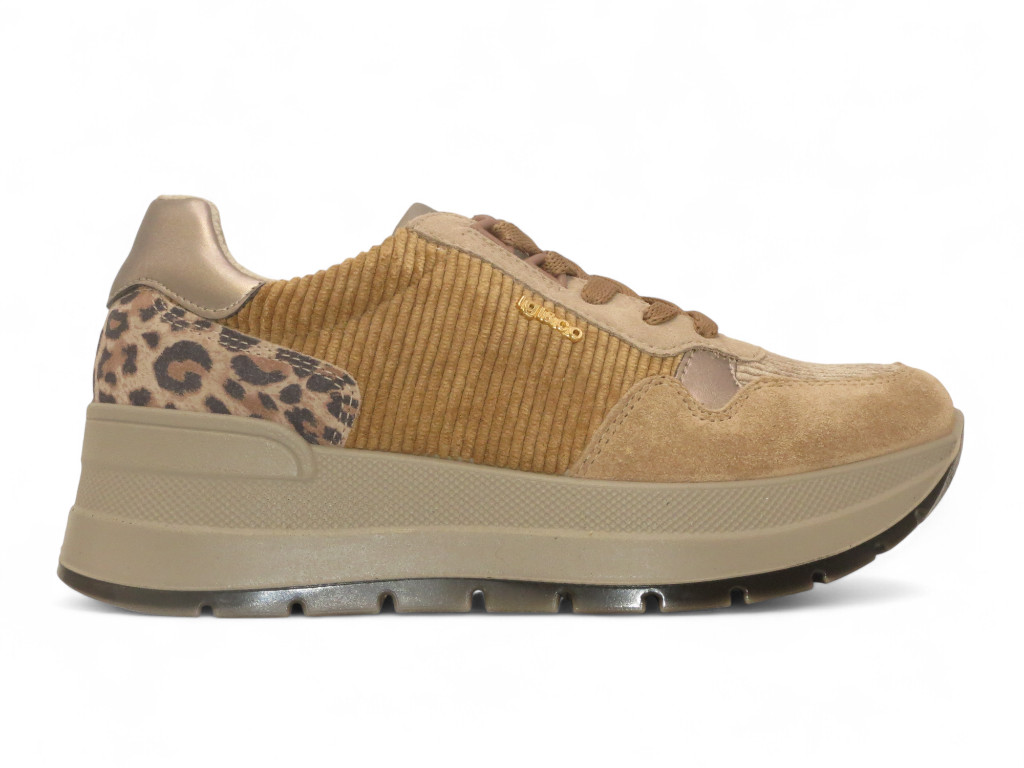 IGI & CO SCARPA SPORTIVA CON ZEPPA 50 MM IN VELLUTO A COSTE