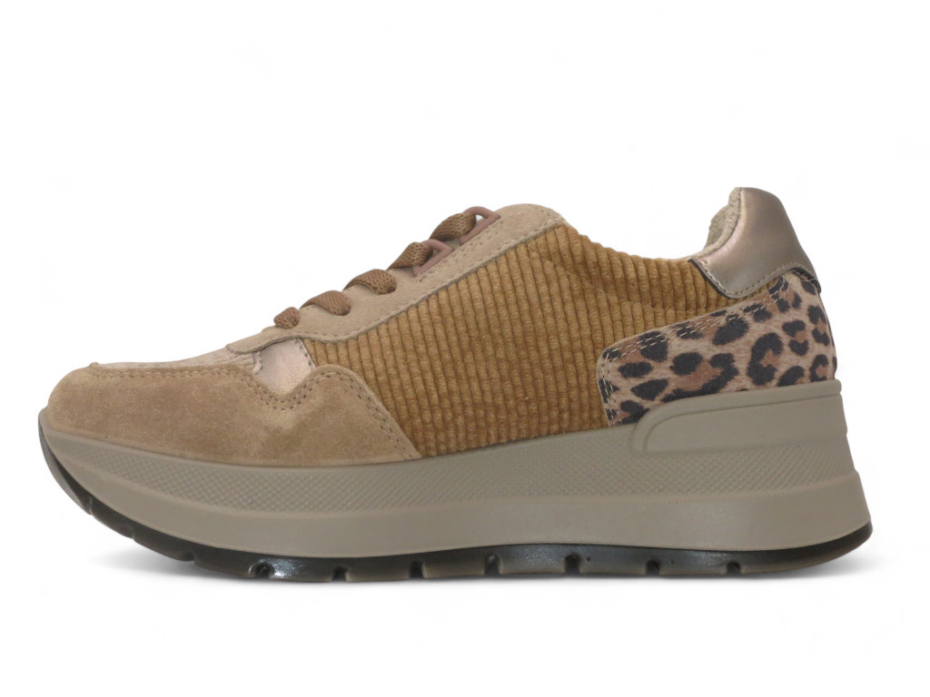 IGI & CO SCARPA SPORTIVA CON ZEPPA 50 MM IN VELLUTO A COSTE