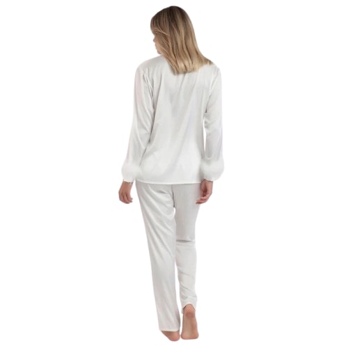 ADMAS PIGIAMA DONNA RASO CON PIUME BIANCO