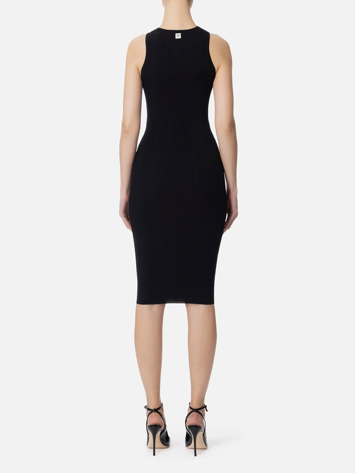 AM55B52E2 Elisabetta Franchi Criss-Cross Lace Knit Dress