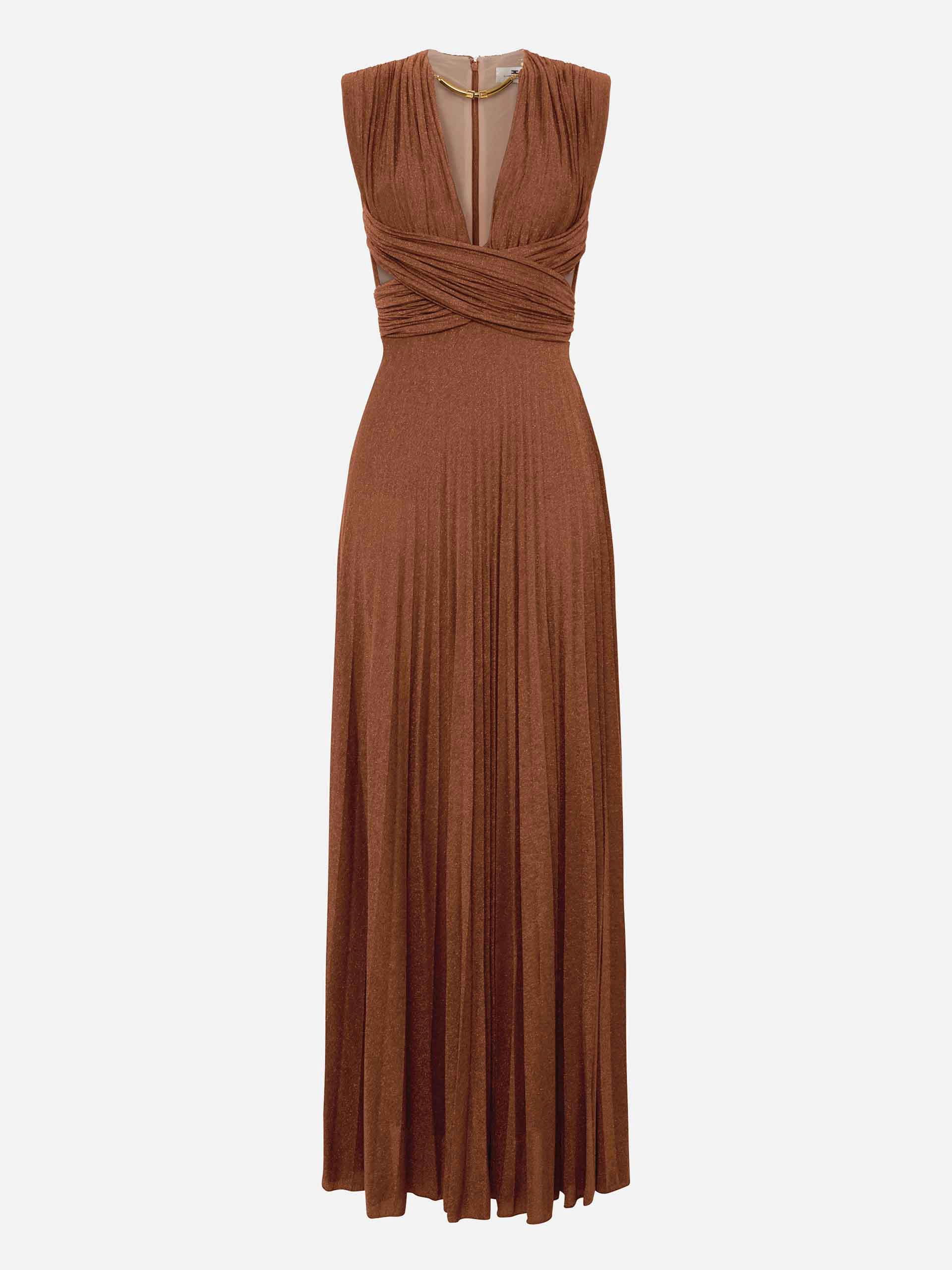 ABR1556E2 Elisabetta Franchi Red Carpet Dress in Lurex Jersey
