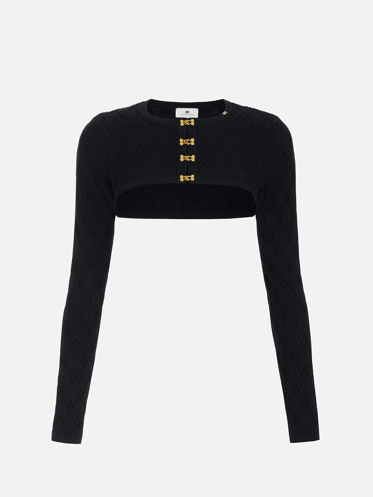 MK79B57E3 Elisabetta Franchi Knit Cardigan With Jewel Hooks