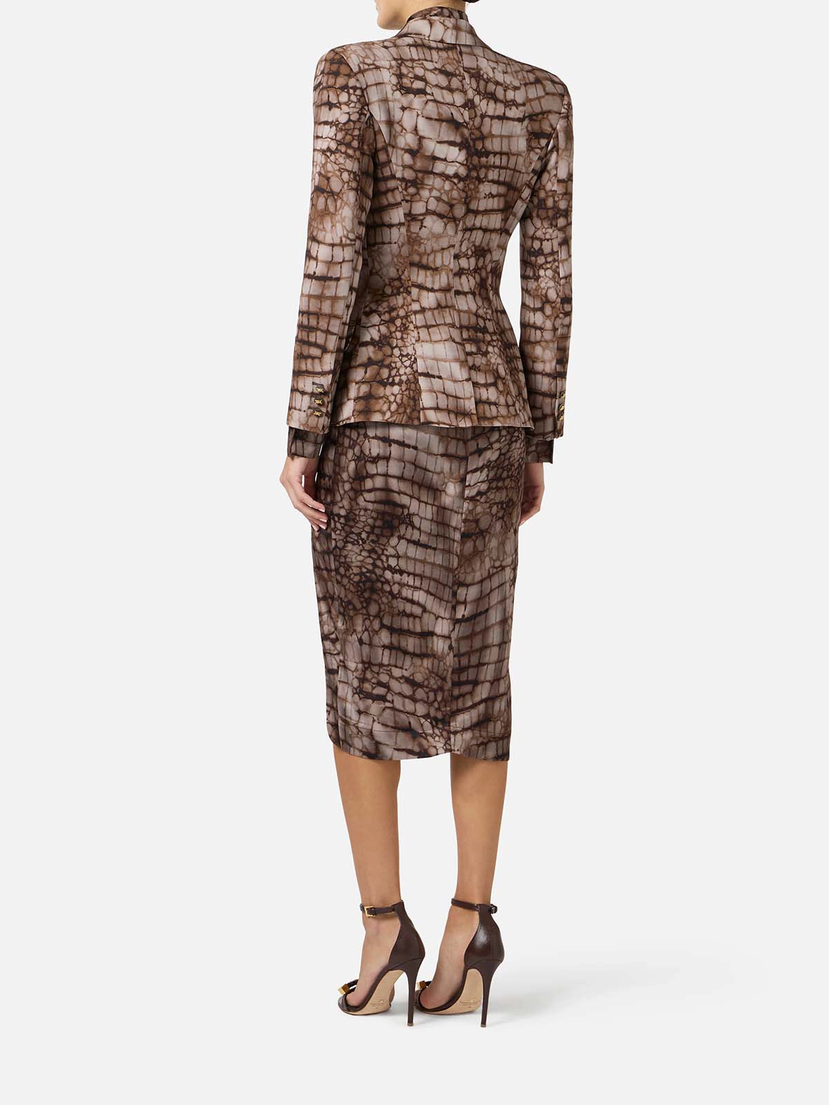 GI20761E2 Elisabetta Franchi Alligator Print Crêpe Jacket